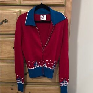 Vintage Red and Blue Knit Sweater